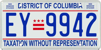 DC license plate EY9942