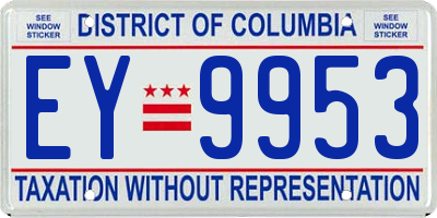 DC license plate EY9953