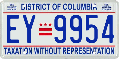 DC license plate EY9954