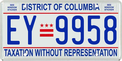 DC license plate EY9958