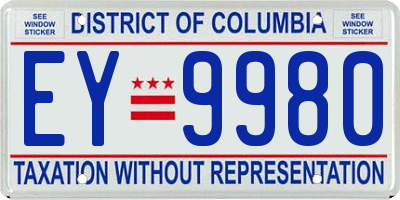 DC license plate EY9980