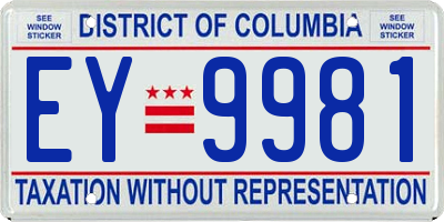 DC license plate EY9981