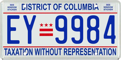 DC license plate EY9984