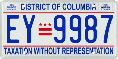 DC license plate EY9987