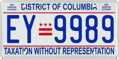 DC license plate EY9989