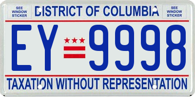 DC license plate EY9998