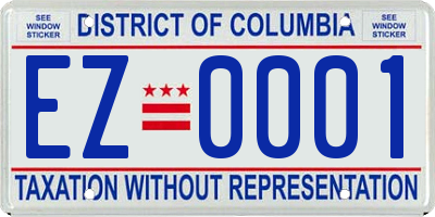 DC license plate EZ0001