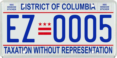 DC license plate EZ0005