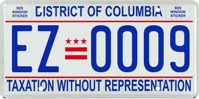 DC license plate EZ0009