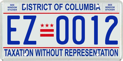 DC license plate EZ0012