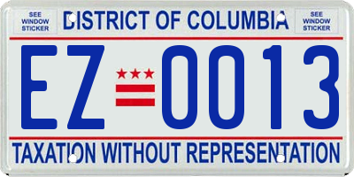 DC license plate EZ0013