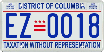 DC license plate EZ0018