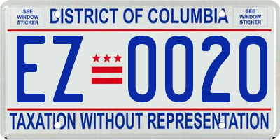 DC license plate EZ0020