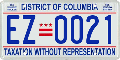 DC license plate EZ0021