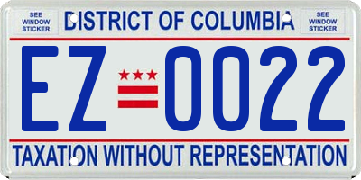 DC license plate EZ0022