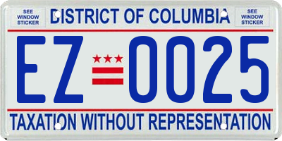 DC license plate EZ0025