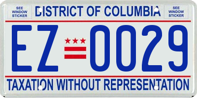 DC license plate EZ0029