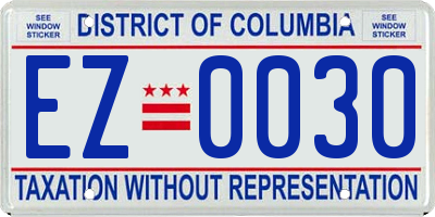 DC license plate EZ0030