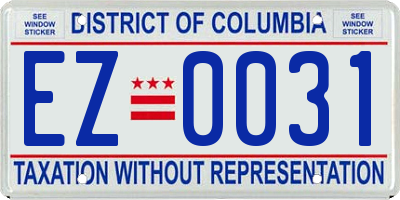 DC license plate EZ0031