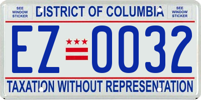 DC license plate EZ0032