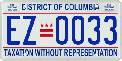 DC license plate EZ0033