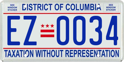 DC license plate EZ0034