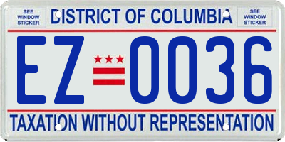 DC license plate EZ0036