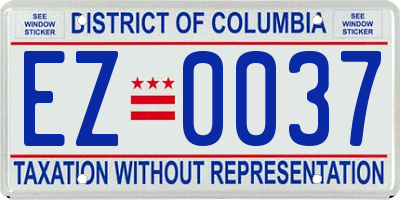 DC license plate EZ0037