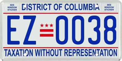 DC license plate EZ0038