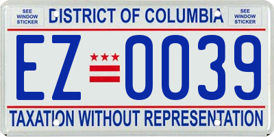 DC license plate EZ0039