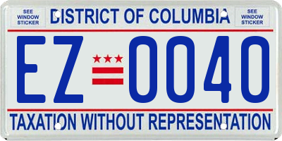 DC license plate EZ0040