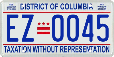 DC license plate EZ0045