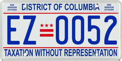 DC license plate EZ0052