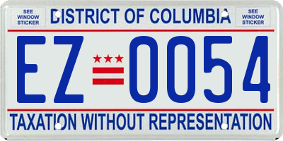 DC license plate EZ0054