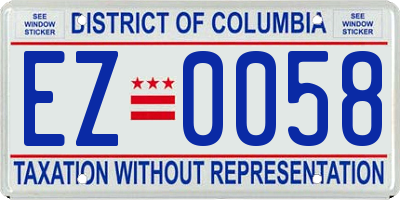 DC license plate EZ0058