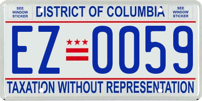 DC license plate EZ0059