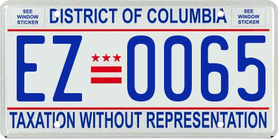 DC license plate EZ0065