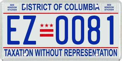 DC license plate EZ0081