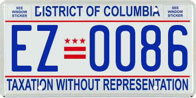 DC license plate EZ0086