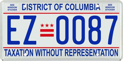 DC license plate EZ0087