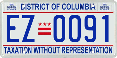 DC license plate EZ0091