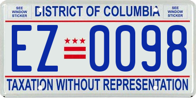 DC license plate EZ0098