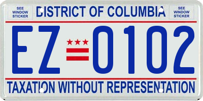 DC license plate EZ0102