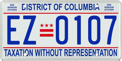 DC license plate EZ0107