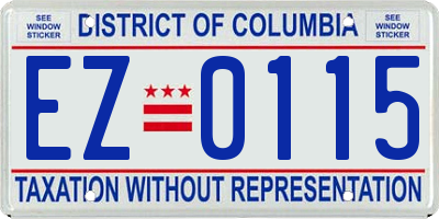 DC license plate EZ0115