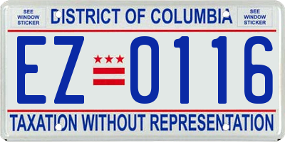 DC license plate EZ0116