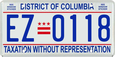 DC license plate EZ0118