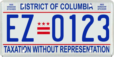 DC license plate EZ0123