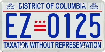 DC license plate EZ0125