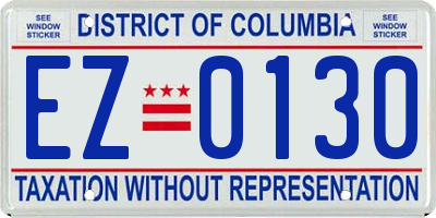 DC license plate EZ0130